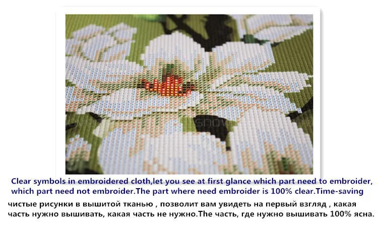 Рукоделие, DIY DMC Вышивка крестиком, наборы для вышивания, большие 70*51 цветы магнолии узоры 3D счетный Cross-Stitching1