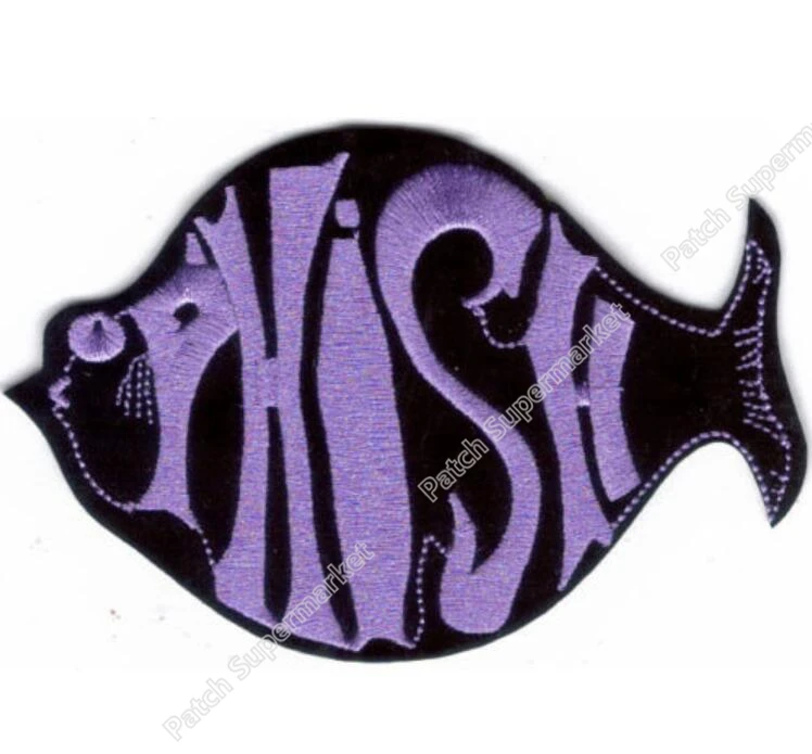 4,2" PHISH FISH PURPL музыкальная полоса Железный на патч рокабилли логотип передачи образец аппликации Рок Панк значок оптом