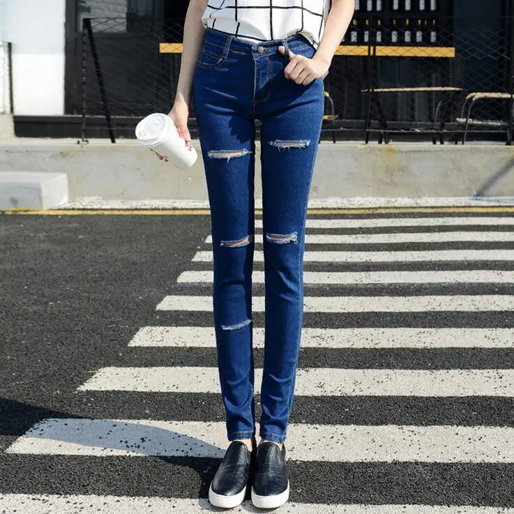 3207 2017 Summer Skinny jeans woman Fashion Ripped Biker jeans women Destroyed Pantalones mujer jeans