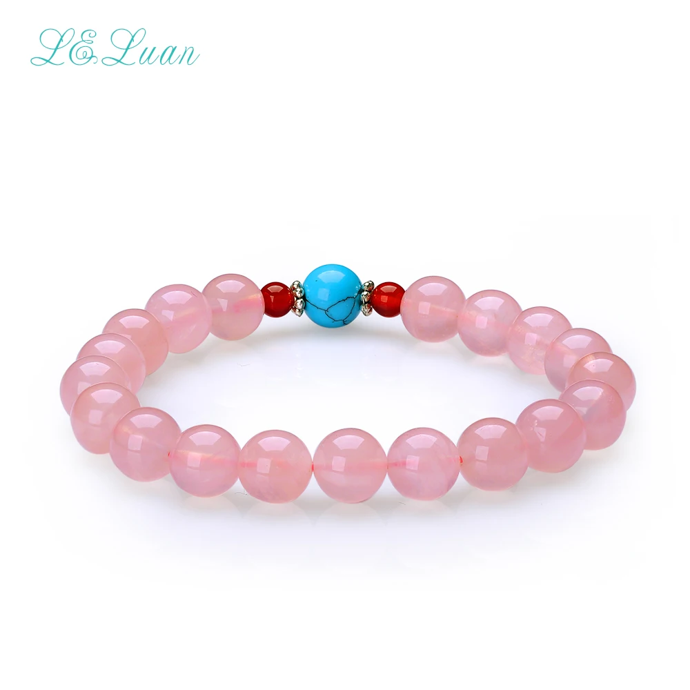 

8MM Natural Pink Rose Quartz Trendy Round Bracelet Jewelry For Women Party Gift Fashion Fine Jewelry Charm Bracelet
