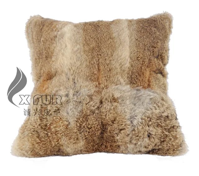 CX D 06/Z 45x45cm Natural Brown Rabbit Fur Pillow Cover/Case Drop