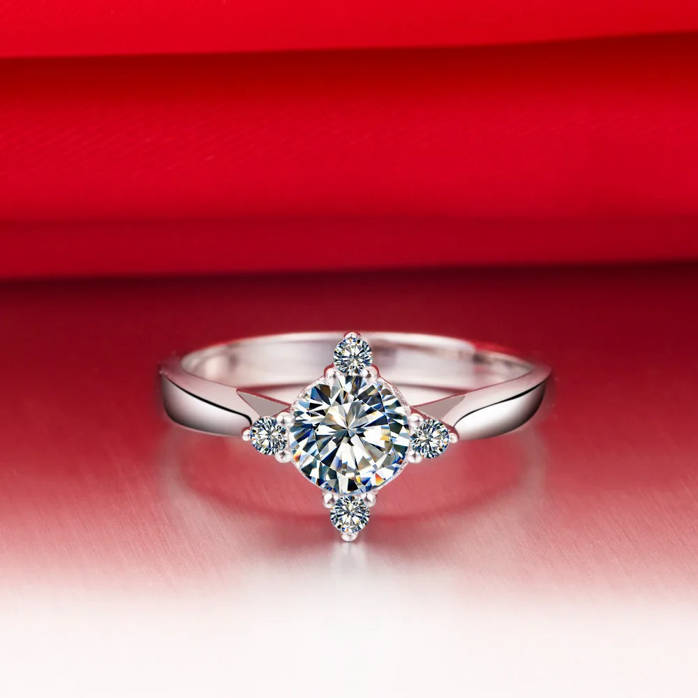 0.6Ct обручение кольцо 925 пробы серебро для женщин обручальное драматический довольно кольца для нее
