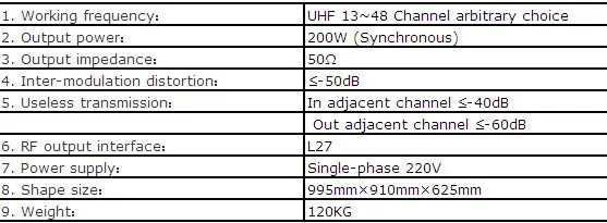CZH518A-200W VHF UHF все твердотельные беспроводные аналоговые ТВ сигнал вещания передатчик ТВ станции Вещательное оборудование