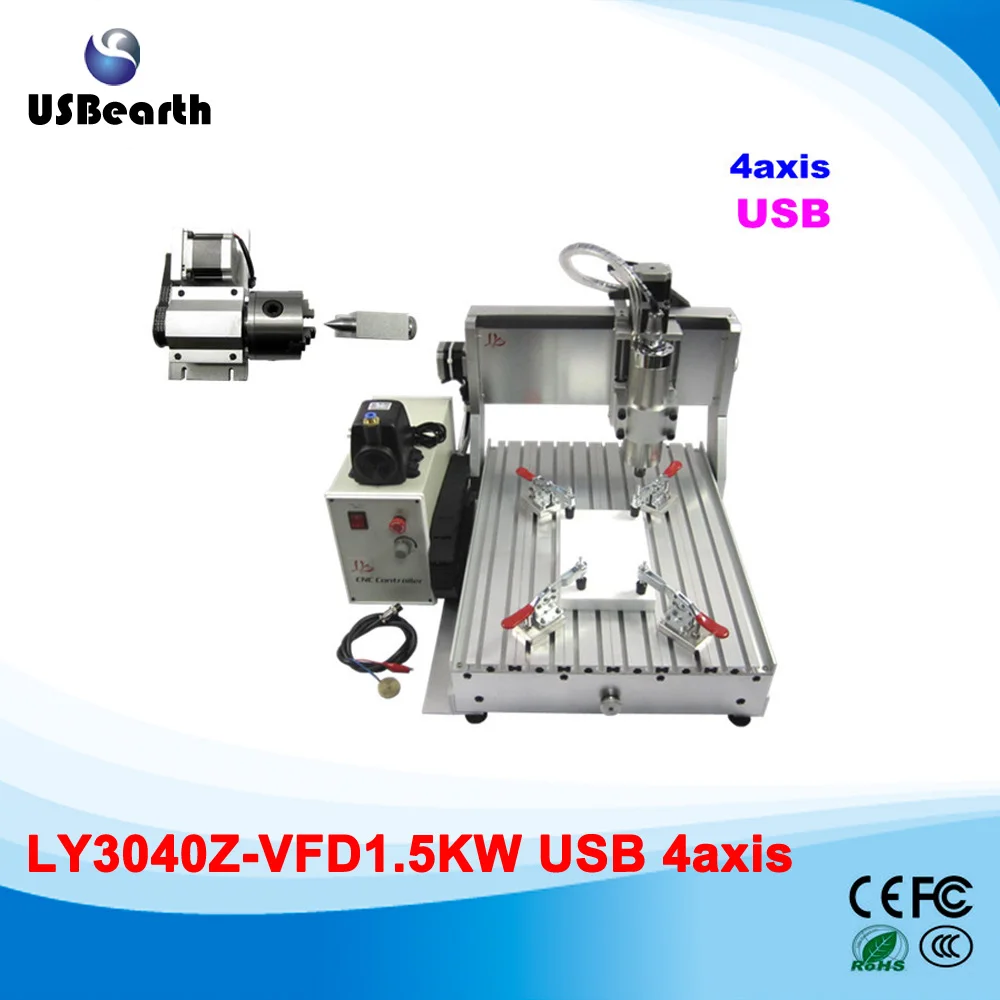 

Mini CNC engraving machine LY 3040Z-VFD1.5KW USB 4axis 1.5KW water cooling spindle woodworking machine