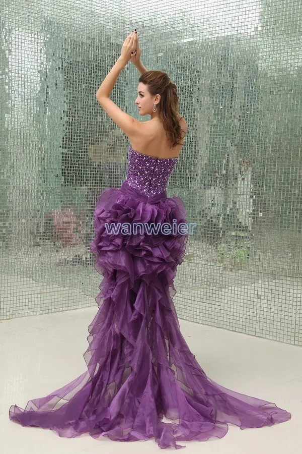 Женские платья дизайн Горячая Распродажа платьев Vestidos formales оранжевые невесты фиолетовое короткое платье с шлейфом Выпускные платья