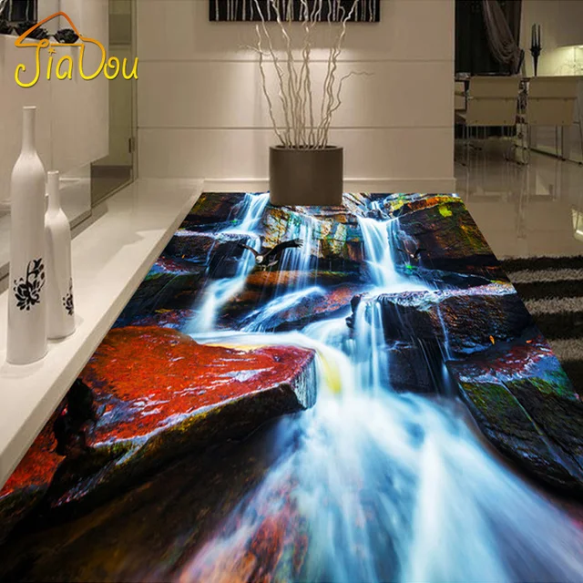 Custom Foto Vloer Behang 3D Rock Waterval Slaapkamer Woonkamer ... Custom Foto Vloer Behang 3D Rock Waterval Slaapkamer Woonkamer ...