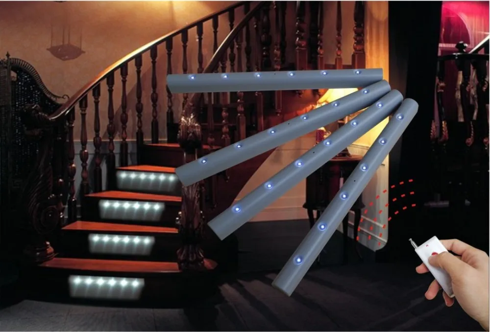 4 шт. X светодиодный фонарь с 1 шт. пультом дистанционного управления, светодиодный ночник для лестницы