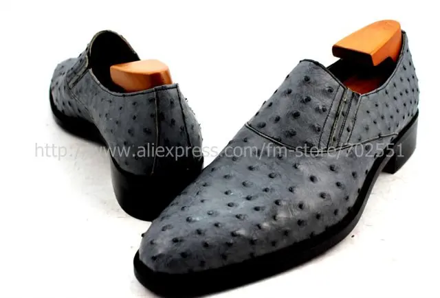 Free shipping custom handmade ostrich skin leather men's shoe No.OS1 Goodyear welt