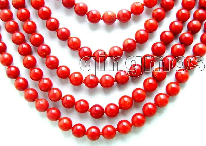 Пышное! Распродажа Красный 6-7 мм Круглый Натуральный Коралл 18-23 "5 нитей neckalce с большой 40 мм красный В виде ракушки Clasp-nec5691 Бесплатная