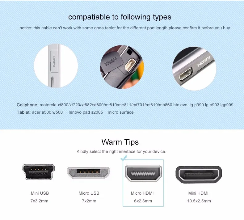 Micro-HDMI-to-HDMI-Cable-2M-Gold-Plated-1-4-3D-4K-1440P-High-Premium-Cable