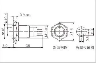 LED 16 мм IP67 3A/250VAC кольцо с подсветкой 2NO 2NC Мгновенный Металл кнопочный переключатель круглым