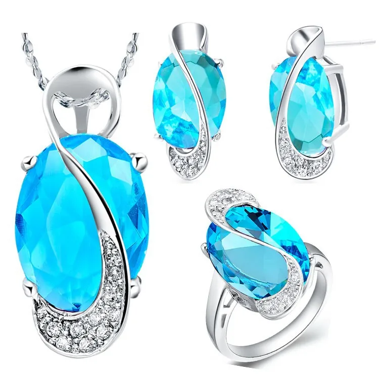 Silver Crystal Classic Jewelry Set Crystal