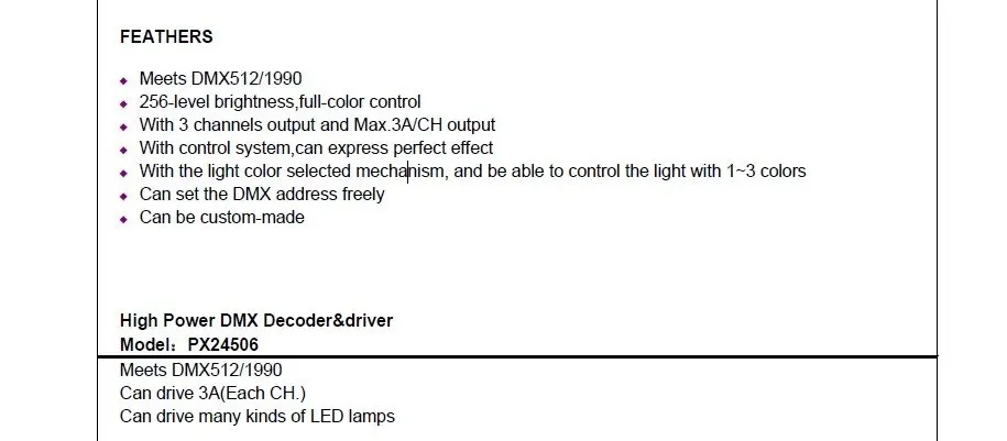 Px24506; 3A* 3 канала DMX декодер постоянное напряжение, DC12-24V вход