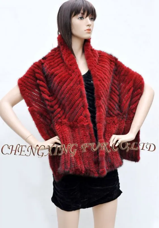 CX-B-M-46A Knit Mink Fur Lady's Shawl ~ DROP SHIPPING