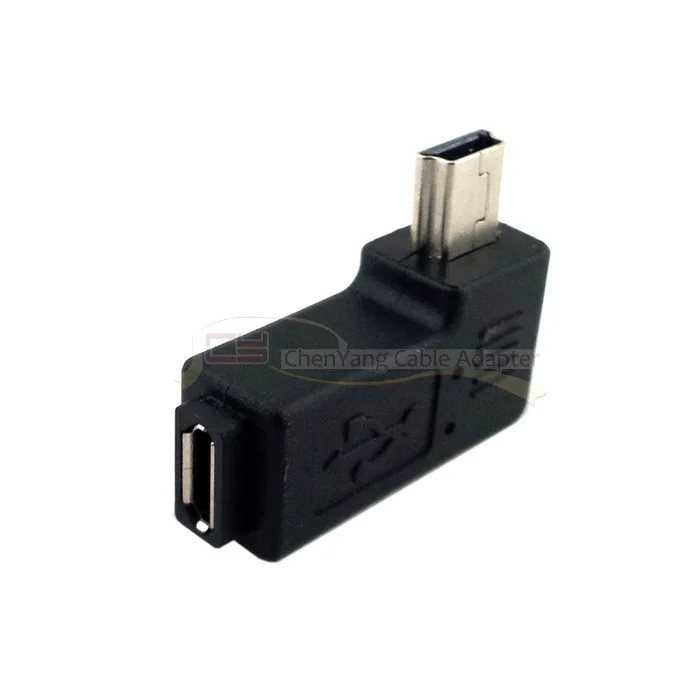 10 шт./партия, 90D градусов, левый или правый угловой мини USB штекер для Micro USB Женский адаптер для зарядного устройства