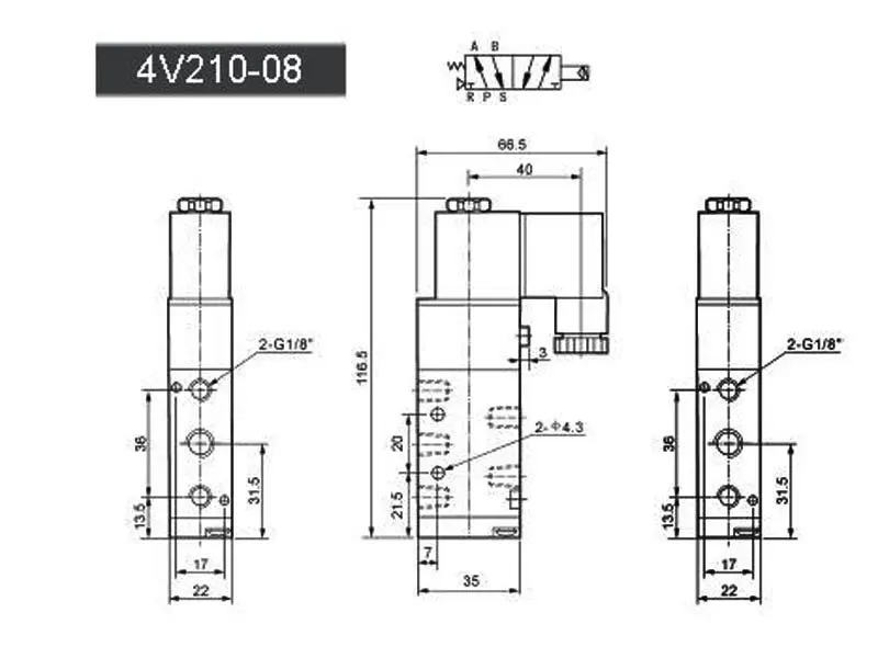 Airtac Тип 5 способ 2 положения регулирующий клапан 4V210-06 1/8 ''порты