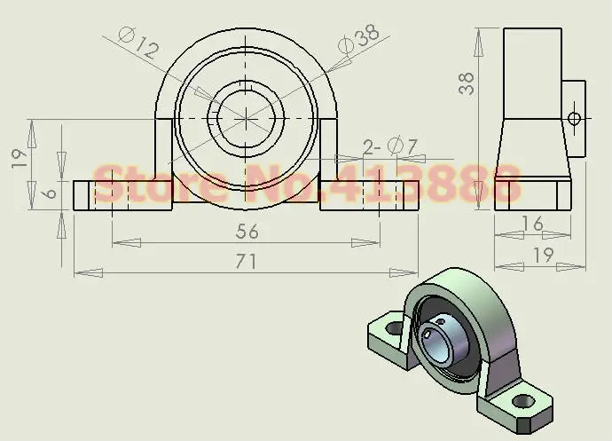 12 мм калибра цинковый сплав установлены подшипники KP001 UCP001 P001 опорный подшипник