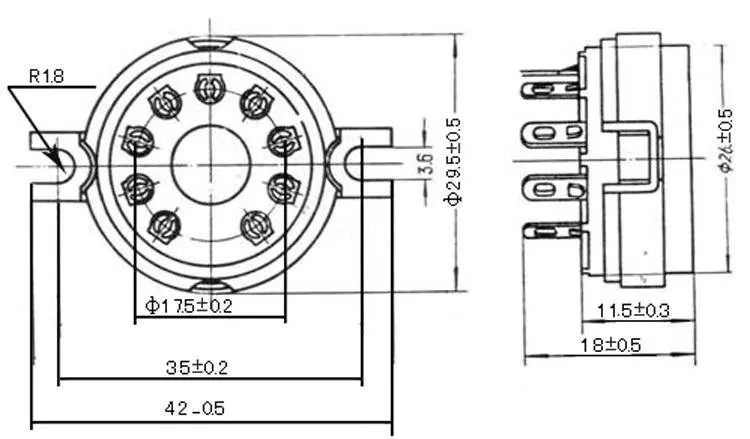 PAPRI 10 шт. B9D 9pin ноги покрытием трубки розетки GZC9-2 Керамическое Основание поддержка для EL504 El519 6P12P