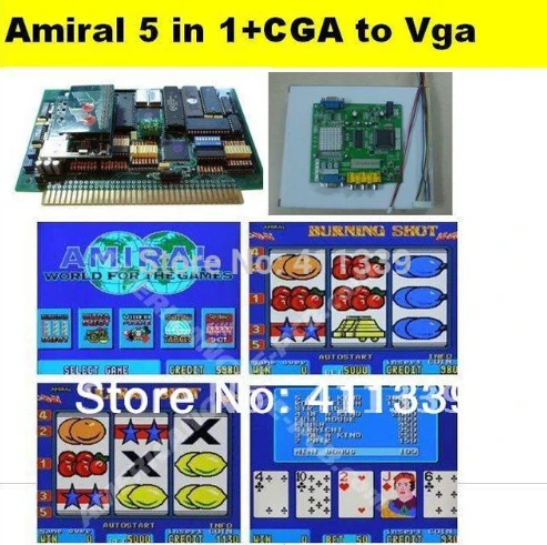 

Free shipping HOT SPOT AMIRAL 5 IN 1 slot game plate PCB casino boards CGA to VGA board