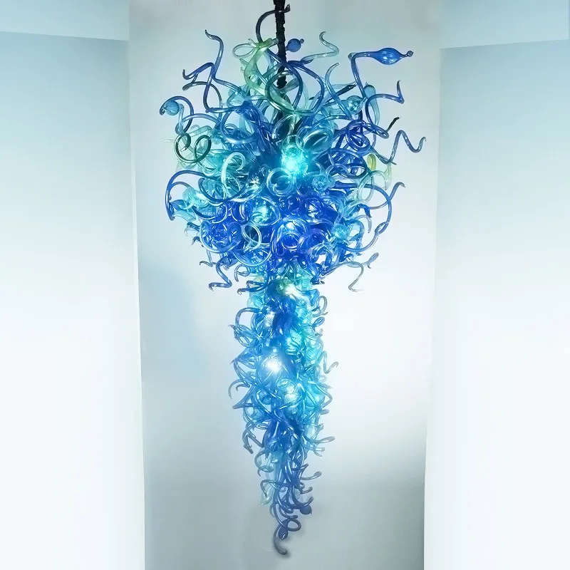Китайский завод в форме цветка светодиодный лампы синего цвета Chihuly стиль ручная дутая муранская стеклянная кристальная люстра