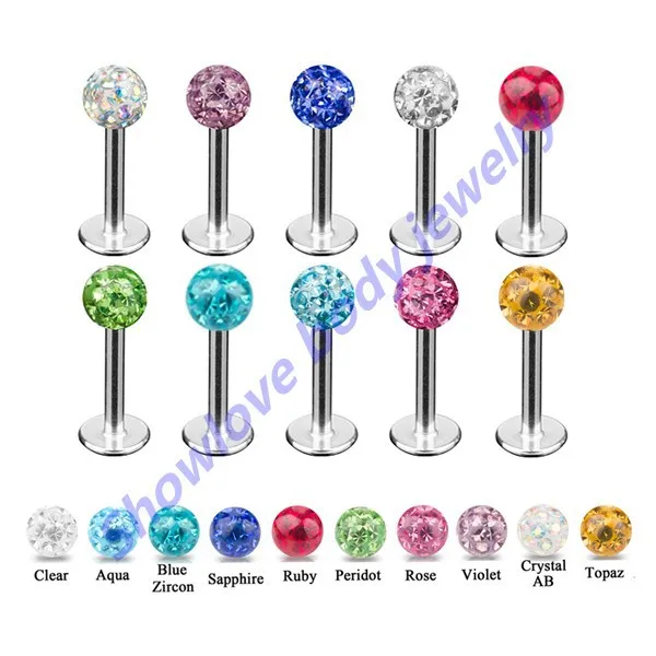 Showlove-40pcs/Лот смешанный стиль ювелирные изделия для тела CZ драгоценный камень серьги для бровей Кольца, подковы штанга кольца серьги пирсинг