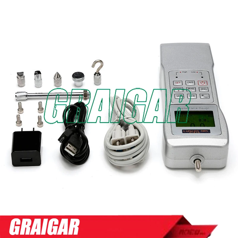 500N HF 500 Portable Push Pull Tester Digital Force Gauge Meter HBO in