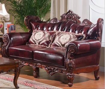 

New Product Fashional Classical Solid wood with unique leather sofa 0409-S977B