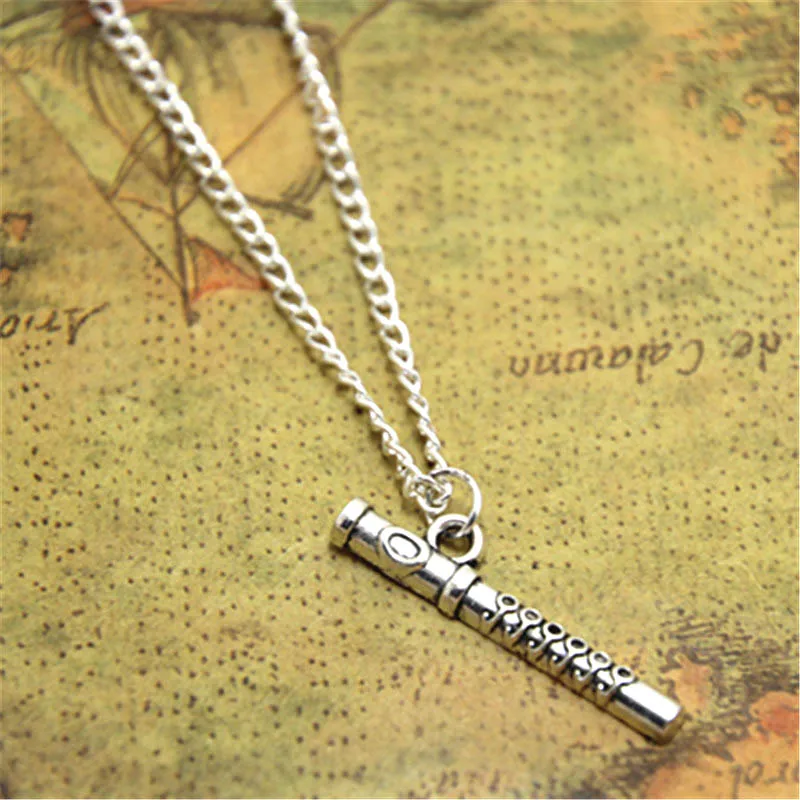 12pcs/lot Flute necklace Flute Charm pendant Flute Jewelry Music