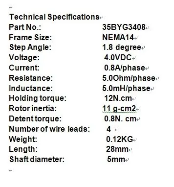 4-Lead Nema 14 Stepper Motor 12N.cm,0.8A, 28mm CNC Kit fast shipping from Wantaimotor