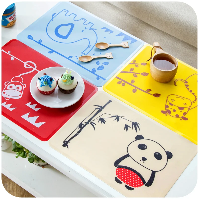 Cartoon Silicone Dining Table Mats For Children 4 Color Tea Coffee