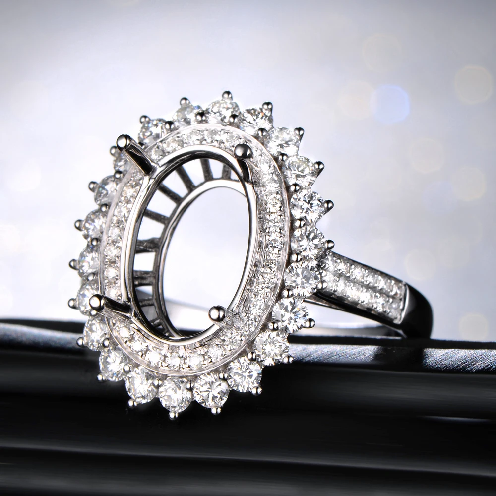 Anniverary 14 к белое золото натуральный 1.07ct алмазное обручальное кольцо ювелирное полукрепление 8x12 мм овальная резка установка
