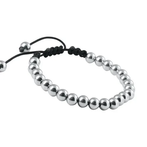 10pcs 8mm Micro Pave Black Stoppers Beads New Anil Arjandas Macrame Bracelets,Briading Macrame Bracelet For Men Jewelry BC-0064 - Окраска металла: silver