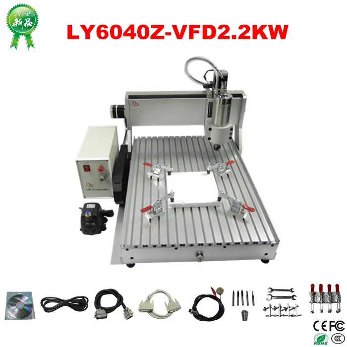 LY 6040Z-VFD 2.2KW 3axis CNC фрезерный станок с ЧПУ, токарный станок по дереву 2200w с частотно-регулируемым приводом водяного охлаждения шпинделя