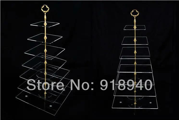 7 уровня Прозрачный акриловый квадратный Хрустальная подставка для торта Стекло Многоуровневое кекс стенд FedEx