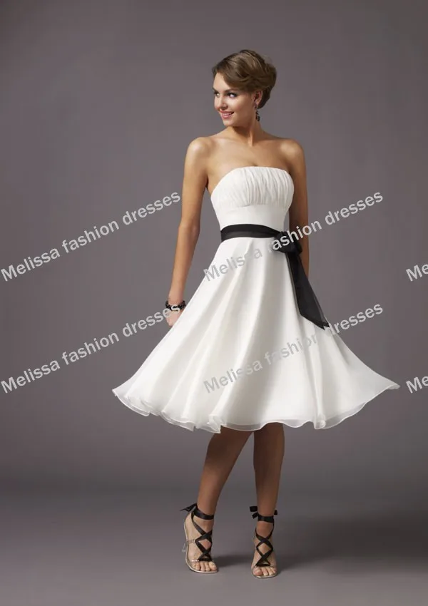 Hottest Black And White Knee Length Chiffon A Line S Hottest Black And White Calf Length Chiffon A Line S Bridesmaid Dresses