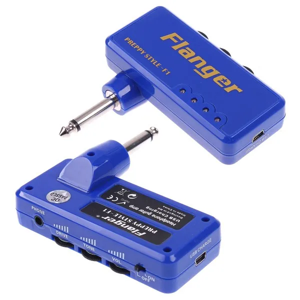 Flanger F1 Blue Red Miniature Portable Headphone Guitar AMP Amplifier Guitar Effects Free shipping