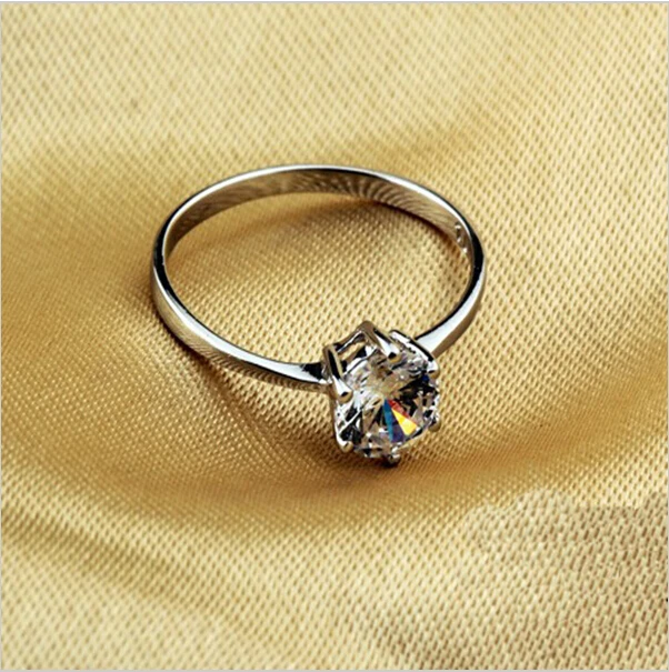 Almei Серебро Цвет Любовь Кольца для Женщин Мода Хрустальные Камни Свадебные