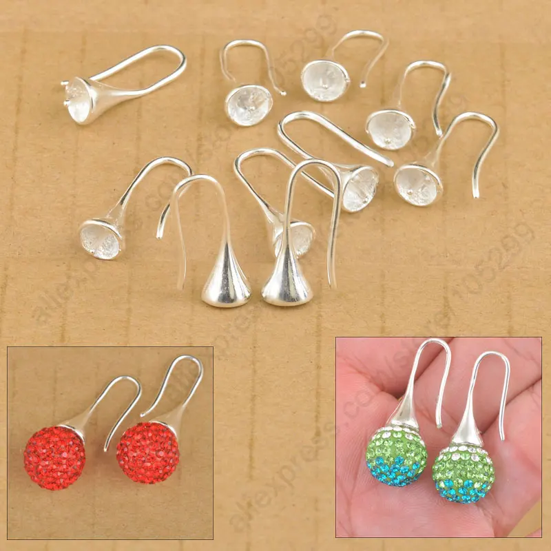 Jei Whole 20pcs Lot Findings Bright S90 Silver Earring Bail Jei Whole 20pcs Lot Findings Bright S90 Silver Earring Bail Trumpet Hook Ear Wires For Swa Crystal In Jewelry Components From