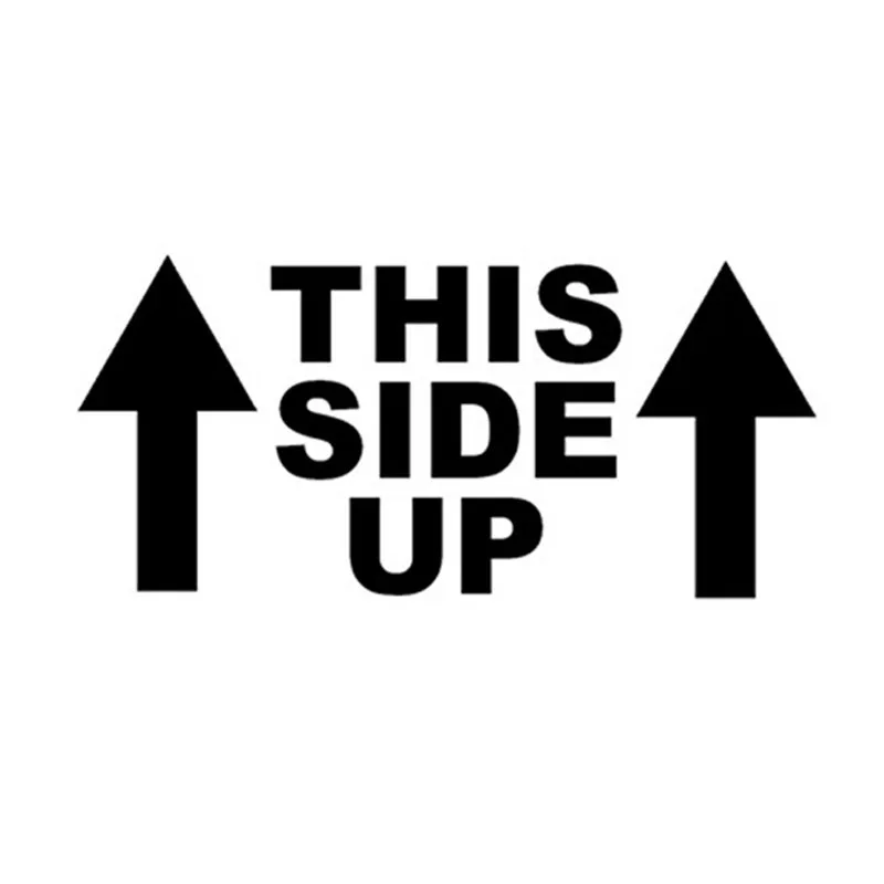 17*8CM THIS SIDE UP Personality Text Car Sticker Automobile Styling Accessories Decorative Decals Sliver/Black C4-0110