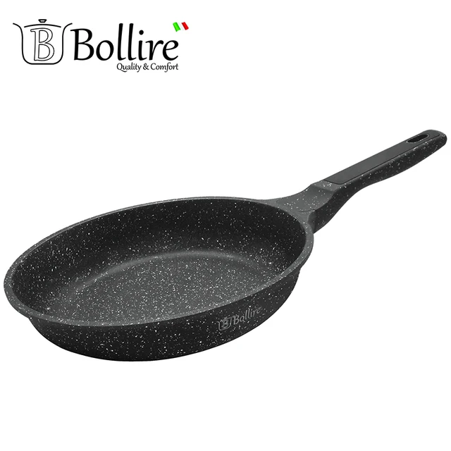 BR-1106 Сковорода Bollire MILANO 24 см. Подходит для всех видов плит, включая индукционные, Технология дна FULL INDUCTION BOTTOM, Внутреннее покрытие PFLUON Marble - трехслойное, износостойкое антипригарное покрытие