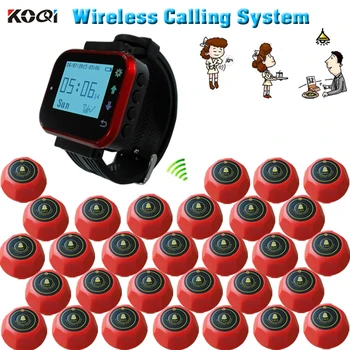 

30 call button 1 wrist watch pager cheap price wireless nurse call sound and light watch pager system for hospital