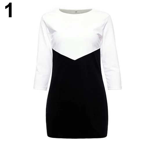 Женщины Повседневная С Длинным Рукавом Цвет Блока Лоскутная Коктейль Mini Dress| |