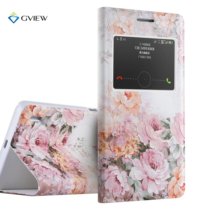 Luksusowe PU Leather Druk 3D Relief Stereo Uczucie Inteligentne Odwróć pokrywy Skrzynka Dla Huawei honor 6 plus Z Podstawą Phone torba