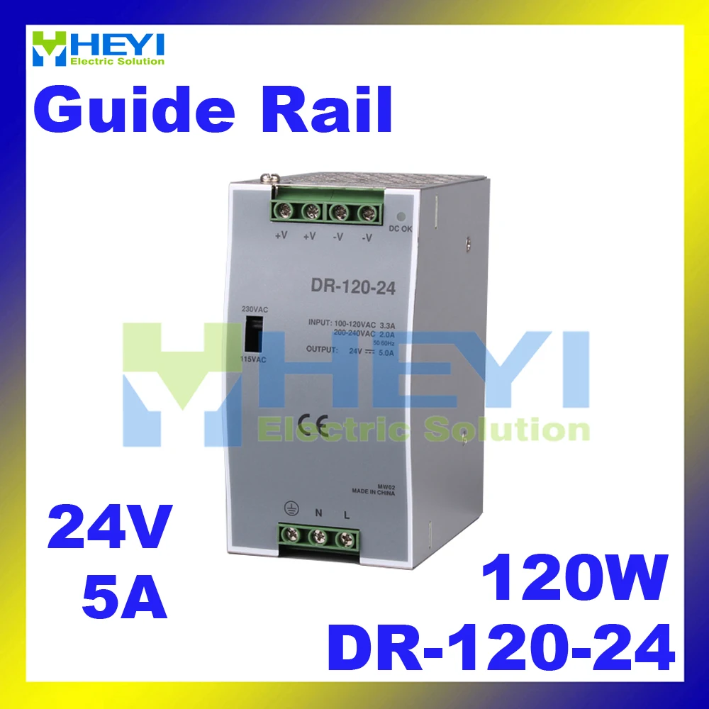 AC to DC 120W Rail power supply DR-120-24 single output switching 24V 5A din rail power supply for industry AC to DC 120W Rail power supply DR-120-24 single output switching 24V 5A din rail power supply for industry