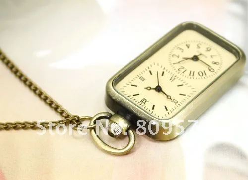 Оптовая продажа дважды два двойной движение карманные часы желтый кварц Бронзовый Хорошее качество Мода FOB часы леди женщина девушка