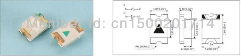 200 шт. 0805 упаковка светодиодный красный SMD чип диод 625-630nm 1,7-2,2 в