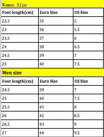 SIZE CHART OF SHOES