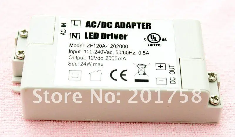 100 шт./лот, DC12V 2A 24 W светодиодный Мощность, светодиодный драйвер Мощность, 3528/5050 лампа с Мощность