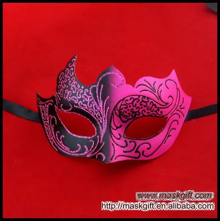 Ручная роспись Мода Хэллоуин Дизайн Маскарад ярко розовый и черный Вечерние Маски