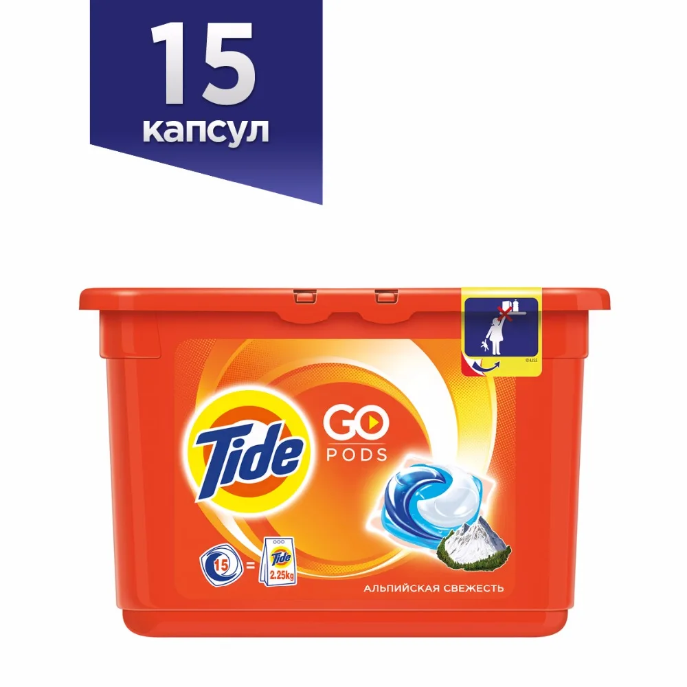 Washing Powder Capsules Tide Alpine Fresh Pods (15 Tablets) Laundry